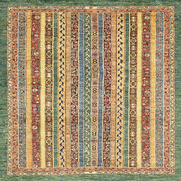 Square Abstract Saddle Brown Modern Rug, abs539