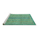 Sideview of Machine Washable Abstract Turquoise Modern Area Rugs, wshabs539turq