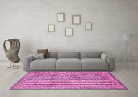 Machine Washable Abstract Pink Modern Rug, wshabs539pnk