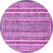 Round Machine Washable Abstract Purple Modern Area Rugs, wshabs539pur