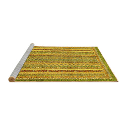 Sideview of Machine Washable Abstract Yellow Modern Rug, wshabs539yw