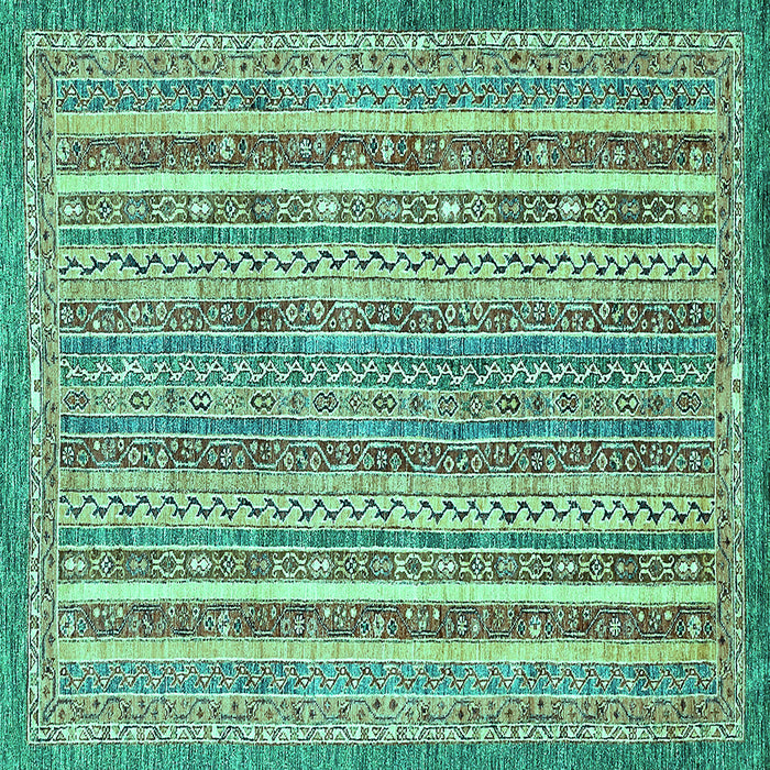 Square Machine Washable Abstract Turquoise Modern Area Rugs, wshabs539turq