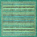 Square Machine Washable Abstract Turquoise Modern Area Rugs, wshabs539turq