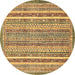 Round Machine Washable Abstract Brown Modern Rug, wshabs539brn