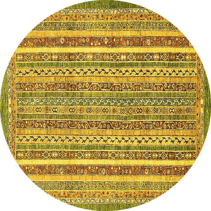 Round Machine Washable Abstract Yellow Modern Rug, wshabs539yw