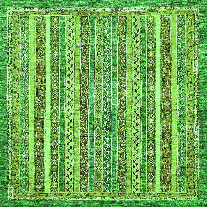 Square Machine Washable Abstract Green Modern Area Rugs, wshabs539grn