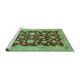 Sideview of Machine Washable Abstract Turquoise Modern Area Rugs, wshabs53turq