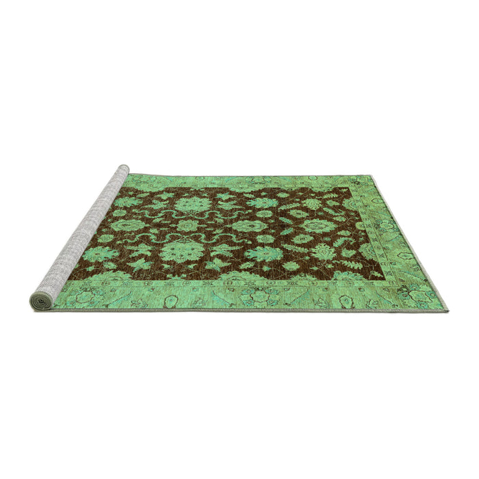 Sideview of Machine Washable Abstract Turquoise Modern Area Rugs, wshabs53turq