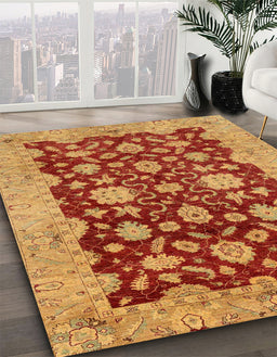 Machine Washable Abstract Orange Rug in a Family Room, wshabs53