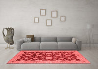 Machine Washable Abstract Red Modern Rug, wshabs53red
