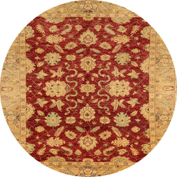 Round Machine Washable Abstract Orange Rug, wshabs53