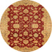 Round Machine Washable Abstract Orange Rug, wshabs53