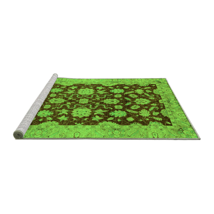 Sideview of Machine Washable Abstract Green Modern Area Rugs, wshabs53grn