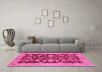 Machine Washable Abstract Pink Modern Rug, wshabs53pnk