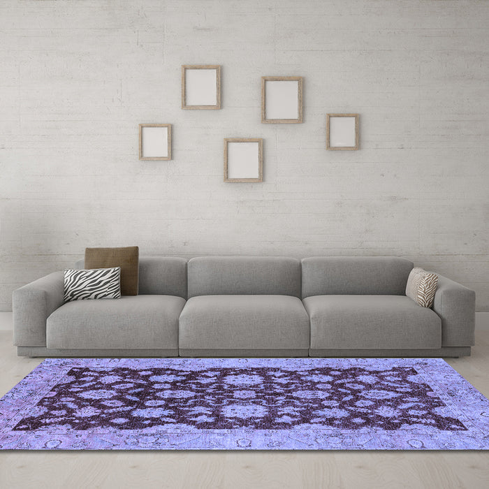 Machine Washable Abstract Blue Modern Rug in a Living Room, wshabs53blu
