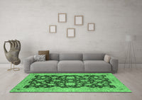 Machine Washable Abstract Emerald Green Modern Rug, wshabs53emgrn