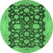 Round Abstract Emerald Green Modern Rug, abs53emgrn