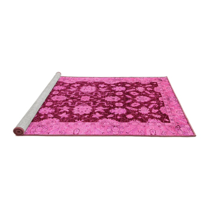 Sideview of Machine Washable Abstract Pink Modern Rug, wshabs53pnk