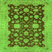 Square Machine Washable Abstract Green Modern Area Rugs, wshabs53grn