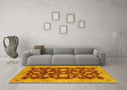 Machine Washable Abstract Yellow Modern Rug in a Living Room, wshabs53yw