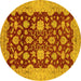 Round Abstract Yellow Modern Rug, abs53yw