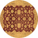 Round Machine Washable Abstract Brown Modern Rug, wshabs53brn