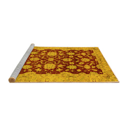 Sideview of Machine Washable Abstract Yellow Modern Rug, wshabs53yw