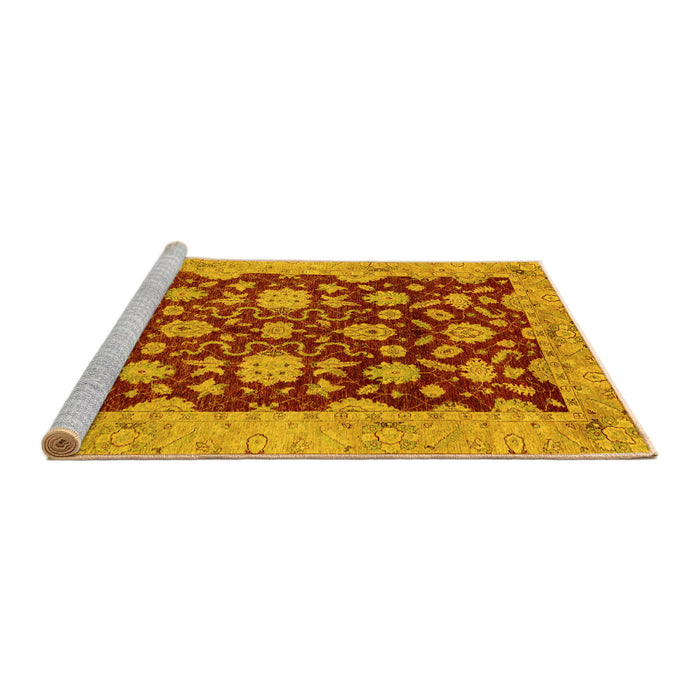 Sideview of Machine Washable Abstract Yellow Modern Rug, wshabs53yw
