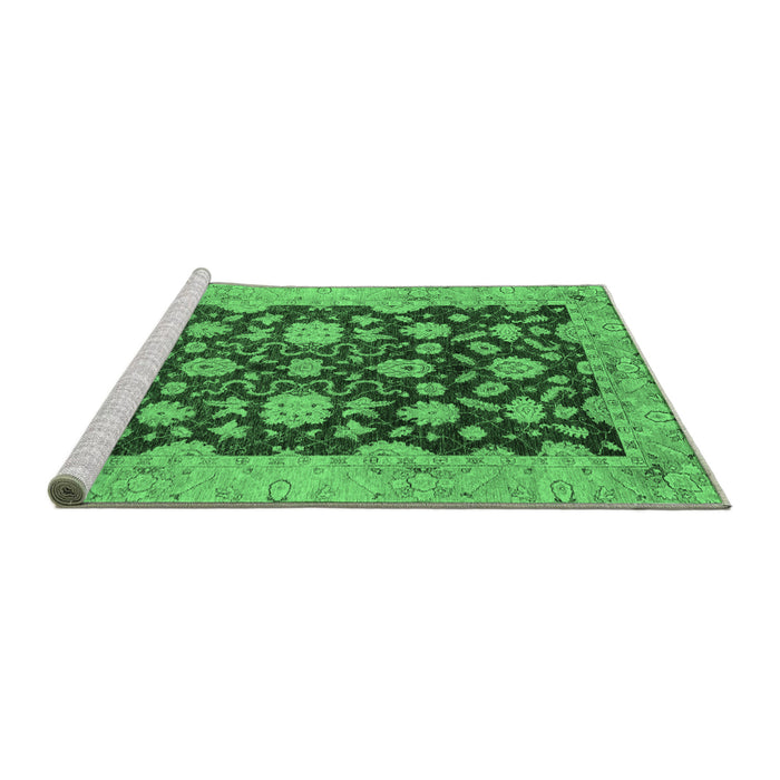 Sideview of Machine Washable Abstract Emerald Green Modern Area Rugs, wshabs53emgrn