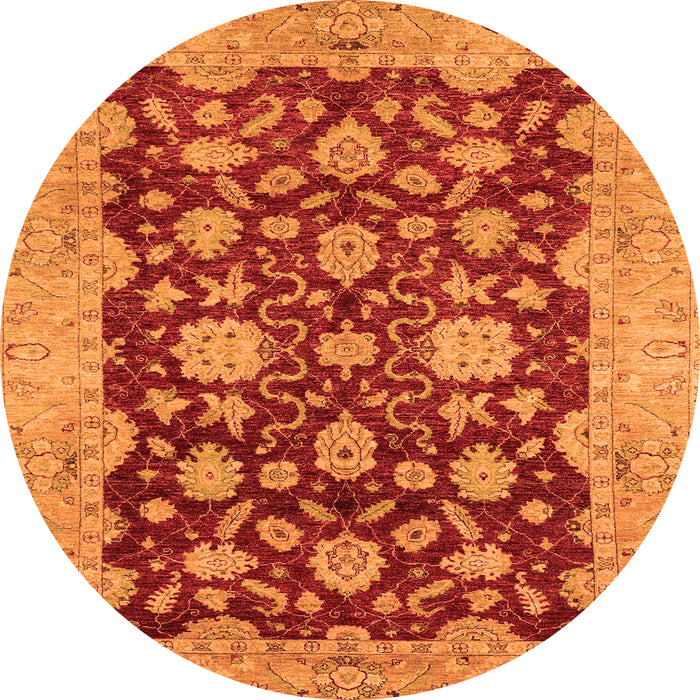 Round Machine Washable Abstract Orange Modern Area Rugs, wshabs53org