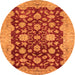 Round Machine Washable Abstract Orange Modern Area Rugs, wshabs53org