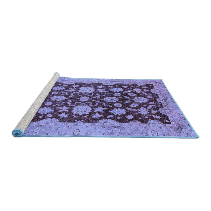 Sideview of Machine Washable Abstract Blue Modern Rug, wshabs53blu