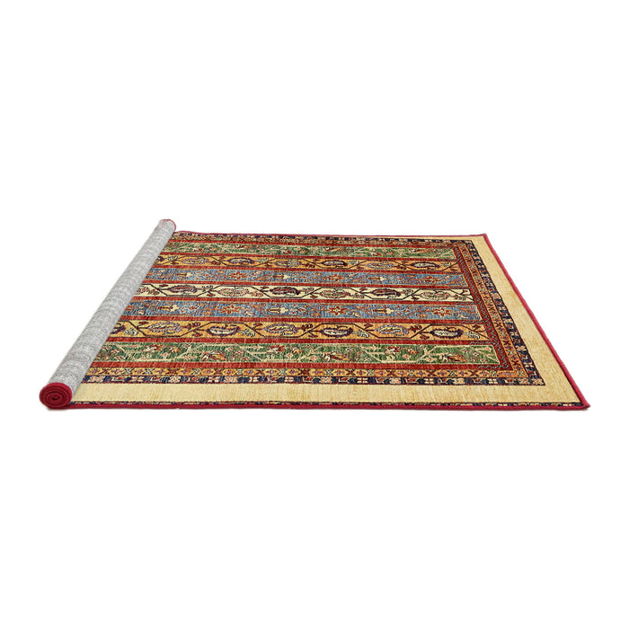 Sideview of Machine Washable Abstract Fire Brick Red Rug, wshabs540