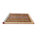 Sideview of Machine Washable Abstract Fire Brick Red Rug, wshabs540