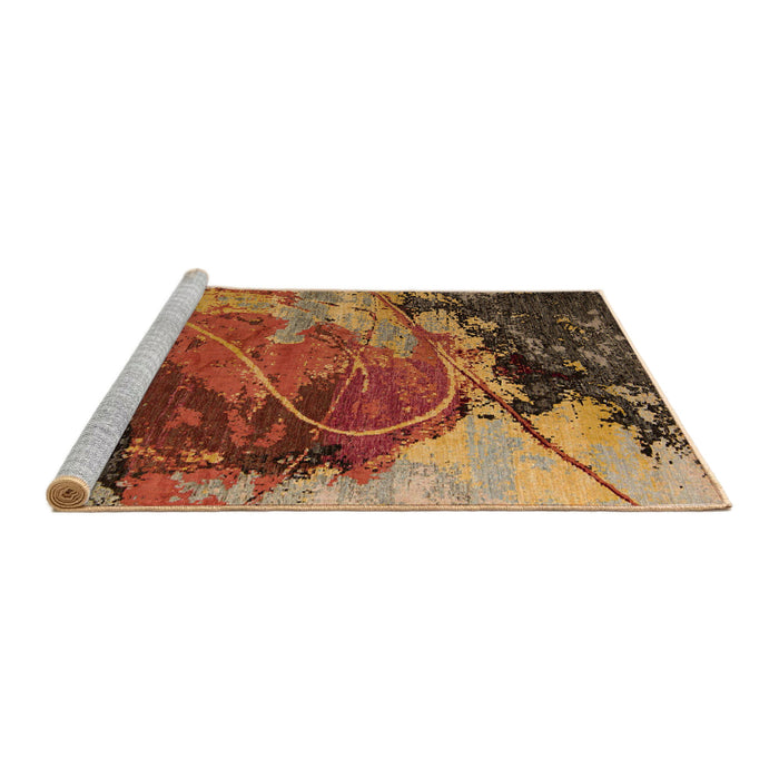 Sideview of Machine Washable Abstract Saffron Red Rug, wshabs5400