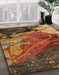 Machine Washable Abstract Saffron Red Rug in a Family Room, wshabs5400