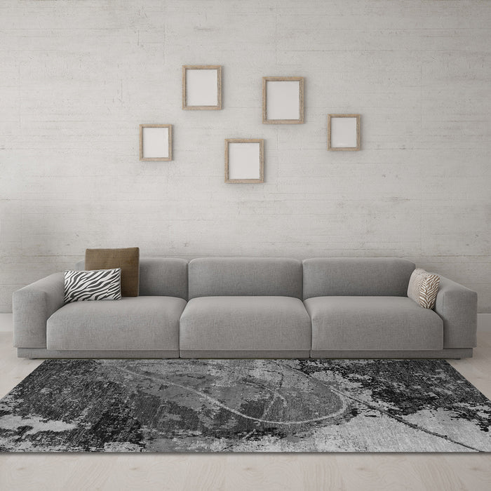 Machine Washable Abstract Gray Modern Rug in a Living Room,, wshabs5400gry