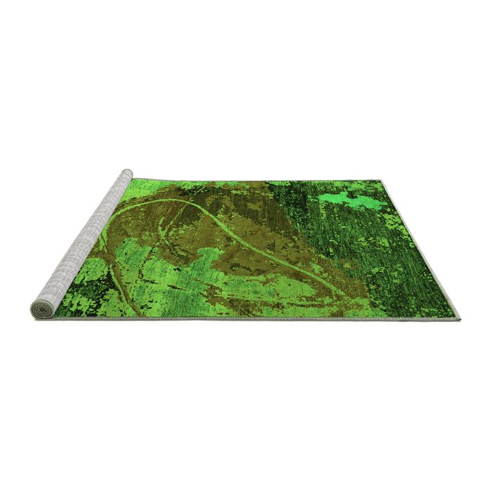 Sideview of Machine Washable Abstract Green Modern Area Rugs, wshabs5400grn