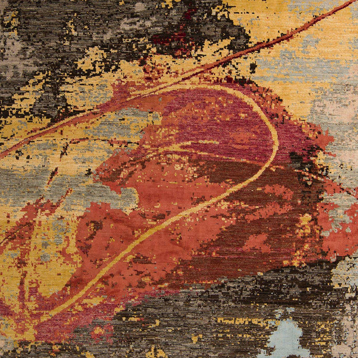 Abstract Saffron Red Modern Rug, abs5400