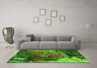 Machine Washable Abstract Green Modern Rug, wshabs5400grn