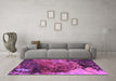 Machine Washable Abstract Purple Modern Area Rugs in a Living Room, wshabs5400pur