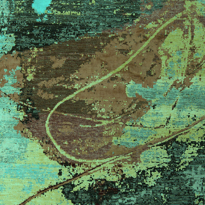 Machine Washable Abstract Turquoise Modern Area Rugs, wshabs5400turq