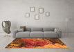 Machine Washable Abstract Orange Modern Area Rugs in a Living Room, wshabs5400org