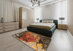 Abstract Saffron Red Modern Rug in a Bedroom, abs5400