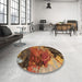 Round Machine Washable Abstract Saffron Red Rug in a Office, wshabs5400