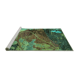 Sideview of Machine Washable Abstract Turquoise Modern Area Rugs, wshabs5400turq