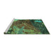 Sideview of Machine Washable Abstract Turquoise Modern Area Rugs, wshabs5400turq