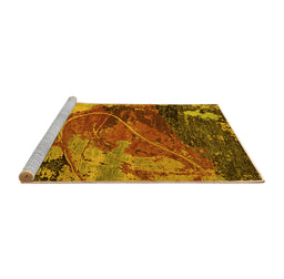 Sideview of Machine Washable Abstract Yellow Modern Rug, wshabs5400yw