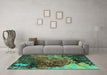 Machine Washable Abstract Turquoise Modern Area Rugs in a Living Room,, wshabs5400turq