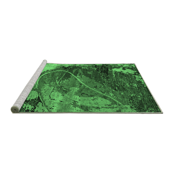 Sideview of Machine Washable Abstract Emerald Green Modern Area Rugs, wshabs5400emgrn